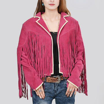 American Darling Genuine Suede leather With Fringes Women Blazer jacket ladies Girl
